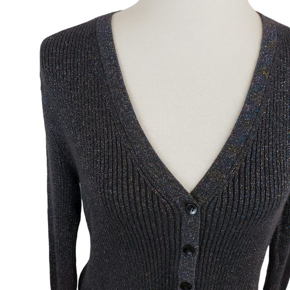 George Rainbow Metallic Ribbed Button-up Cardigan Large - Picture 4 of 8